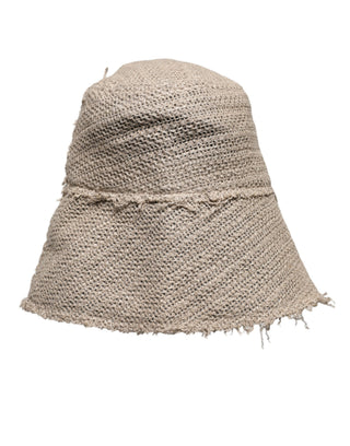 Beige Linen Wide Brim Bucket Hat
