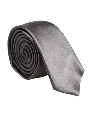 Corbata ajustable de seda plateada metálica  