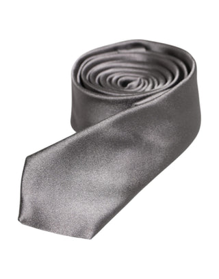 Corbata ajustable de seda plateada metálica  