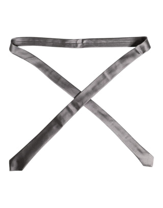 Corbata ajustable de seda plateada metálica  