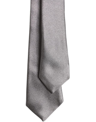 Corbata ajustable de seda plateada metálica  