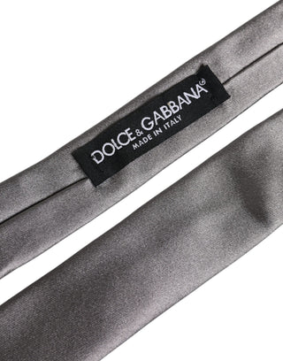 Corbata ajustable de seda plateada metálica  