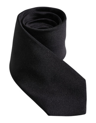 Corbata ajustable de seda negra lisa  