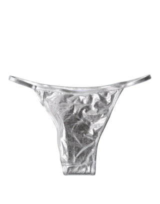 Parte inferior de bikini de traje de baño de poliéster plateado