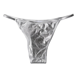Parte inferior de bikini de traje de baño de poliéster plateado