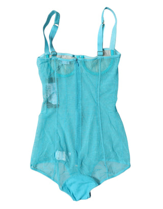 Blue Tulle Balconette Bra Bodysuit Underwear
