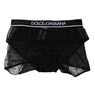 Black Tulle Nylon Mid Waist Panty Underwear