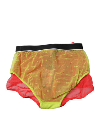 Rot Gelb Tüll Mittelhohe Slip Unterwäsche