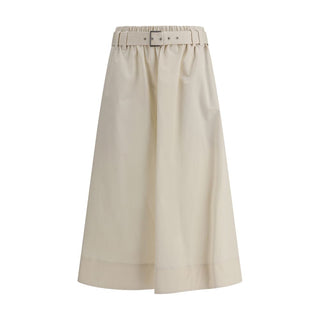Cream Wide Long Skirt
