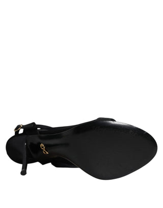Black Tulle Stretch Heels Sandals Shoes