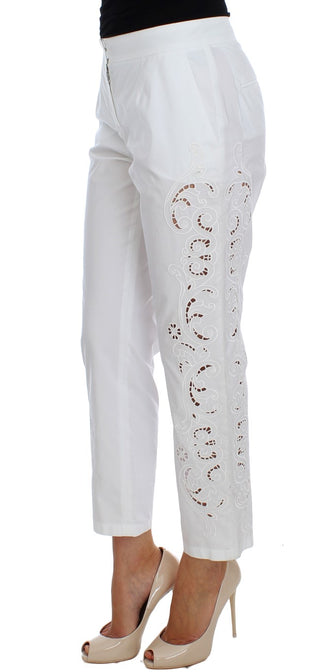 Weißes Kleid mit Blumenmuster und Aussparungen, Sicily-Hose