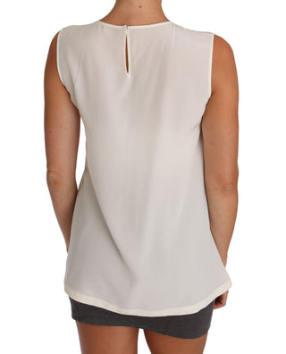Weißes Seiden-T-Shirt mit Pailletten und Kristall-Feenmotiv