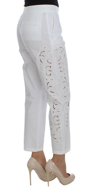 Weißes Kleid mit Blumenmuster und Aussparungen, Sicily-Hose