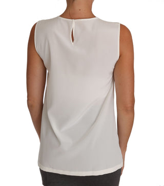 Top de hada de seda blanca con lentejuelas y cristales