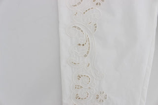 Weißes Kleid mit Blumenmuster und Aussparungen, Sicily-Hose