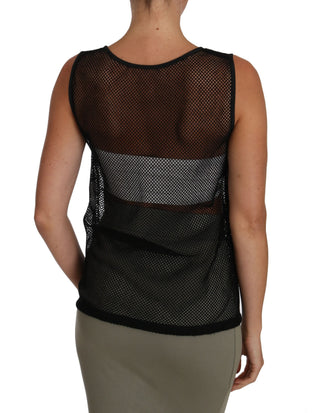 Blusa de malla transparente negra