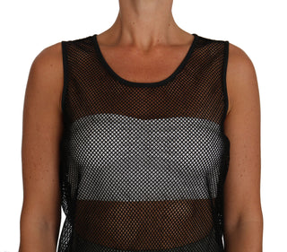 Blusa de malla transparente negra