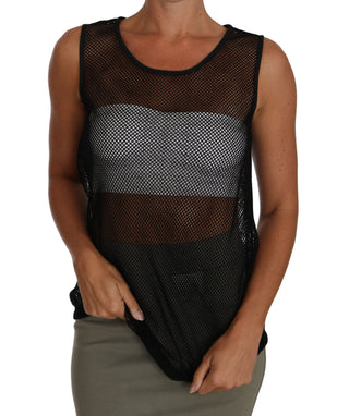 Blusa de malla transparente negra