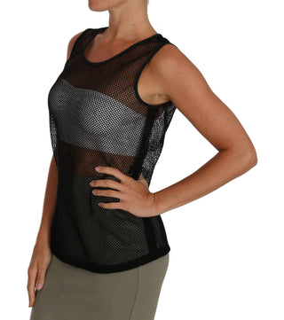 Blusa de malla transparente negra