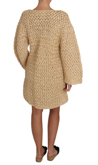 Suéter de ganchillo de rafia beige