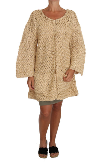 Suéter de ganchillo de rafia beige