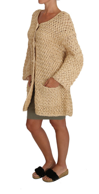 Suéter de ganchillo de rafia beige