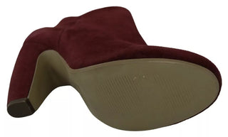 Maroon Blush Velvet Suede Penelope Ankle Boots Shoes