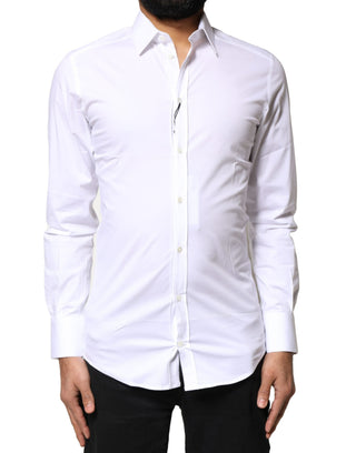 Camisa de vestir de manga larga de algodón blanco GOLD