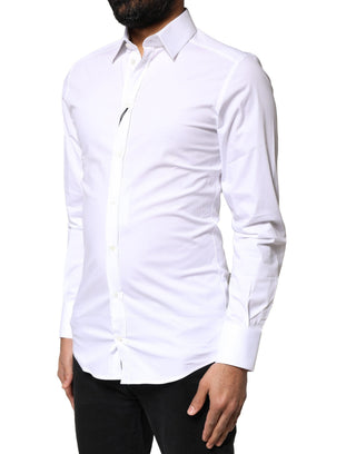 Camisa de vestir de manga larga de algodón blanco GOLD
