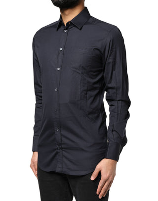 Dark Blue GOLD Cotton Long Sleeves Dress Shirt