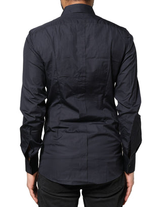 Dark Blue GOLD Cotton Long Sleeves Dress Shirt