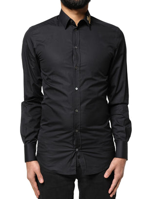 Black Love Embroidery GOLD Formal Dress Shirt