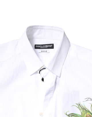 White Cotton Peacock Feather GOLD Formal Shirt