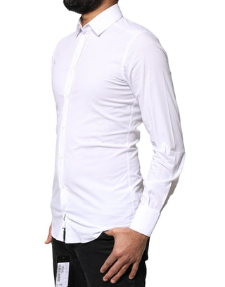 Camisa de vestir de manga larga de algodón blanco GOLD