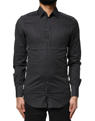 Camisa para hombre de algodón con patrón GOLD negra