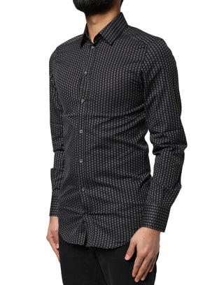 Camisa para hombre de algodón con patrón GOLD negra