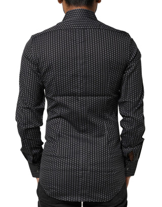 Camisa para hombre de algodón con patrón GOLD negra