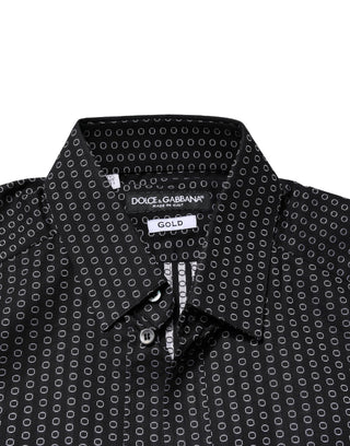 Camisa para hombre de algodón con patrón GOLD negra