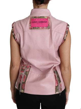 Chaleco sin mangas de cordero rosa con cremallera