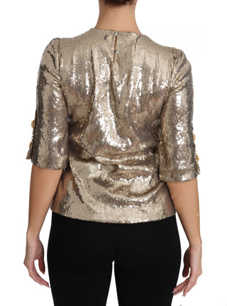 Gold-Pailletten Papageienkristallbluse