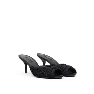 Black Cotton Mules