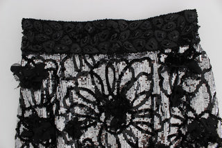 Schwarze Pailletten-Mini-Shorts aus Kristall