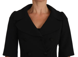 Chaqueta blazer corta de lana negra ajustada