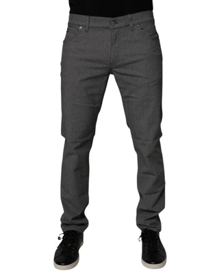 Gray Cotton Stretch Skinny Denim Jeans