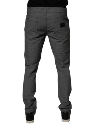 Gray Cotton Stretch Skinny Denim Jeans