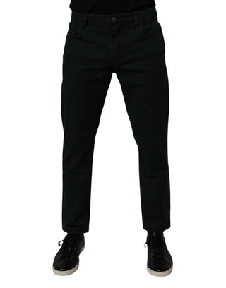 Jeans sueltos verde oscuro de algodón para hombre
