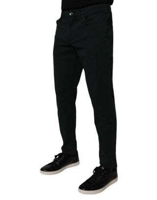 Jeans sueltos verde oscuro de algodón para hombre