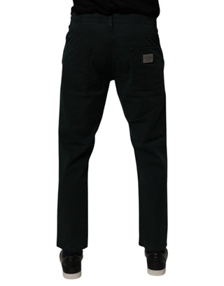 Jeans sueltos verde oscuro de algodón para hombre