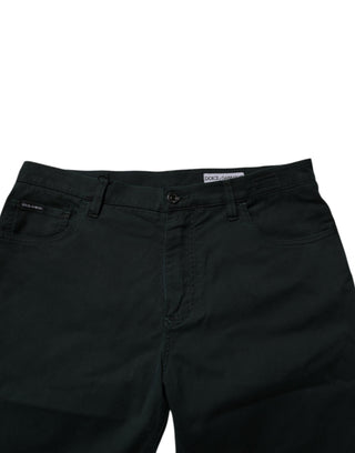 Jeans sueltos verde oscuro de algodón para hombre