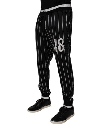Schwarz Weiß Gestreifte Jogger-Sweatpants